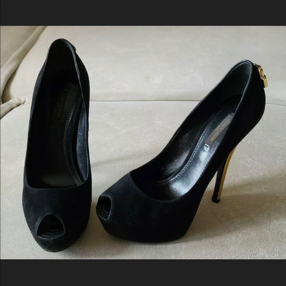 Louis Vuitton Oh Really Black Suede Pumps Heels 37 - Picture 2 of 8